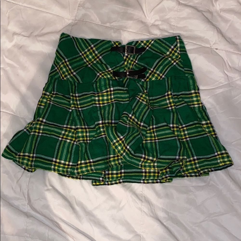 green plaid schoolgirl skirt